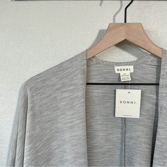DONNI. NWT OSFM M L XL Ribbed Open Cardigan Lightweight Sweater Anthro FabFitFun - Picture 3 of 13